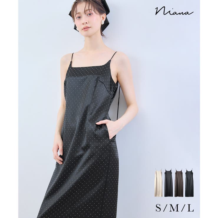 niana ニアナ グロッシーサテンドレス | Fashion Letter | 詳細画像1 
