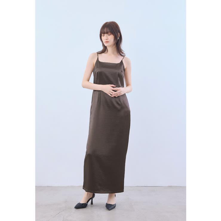 ブラウン | niana ニアナ グロッシーサテンドレス | Fashion Letter