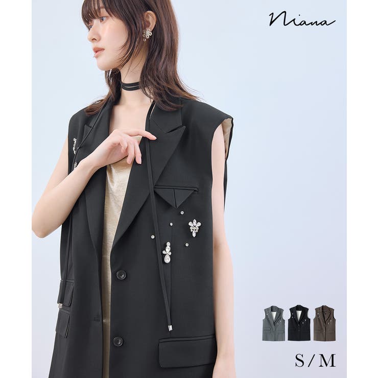 niana ニアナ ビジューボックスシルエットジレ | Fashion Letter | 詳細画像1 