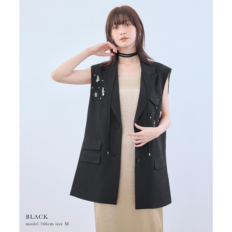 niana ニアナ ビジューボックスシルエットジレ | Fashion Letter | 詳細画像2 