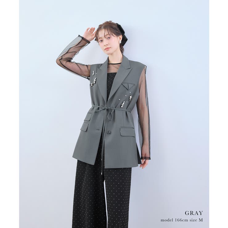 niana ニアナ ビジューボックスシルエットジレ | Fashion Letter | 詳細画像7 