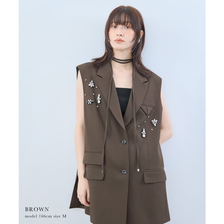 niana ニアナ ビジューボックスシルエットジレ | Fashion Letter | 詳細画像12 