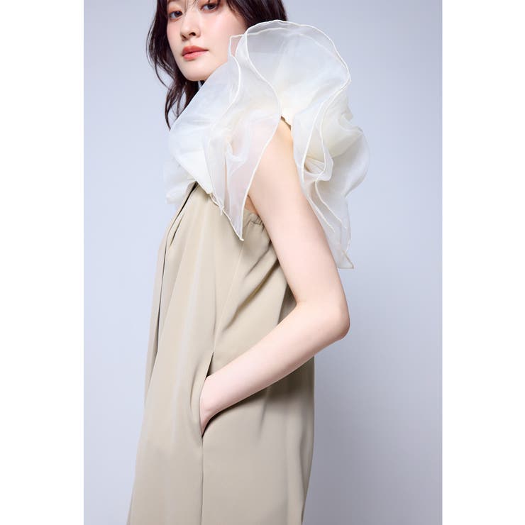 ベージュ | niana ニアナ フリルラップオールインワン | Fashion Letter