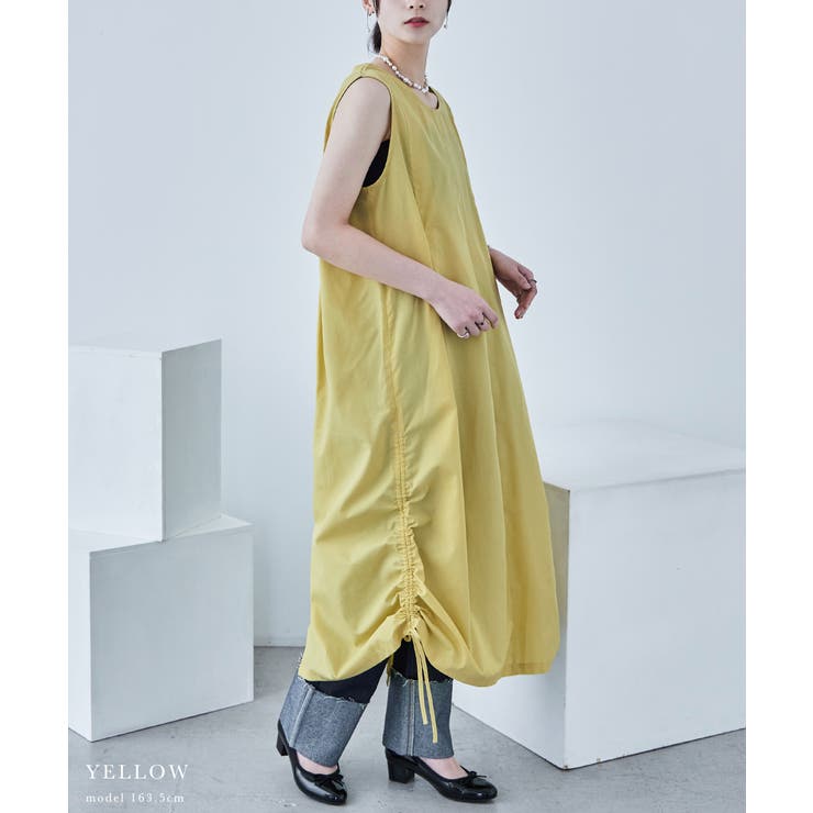 サイドシャーリング ノースリーブワンピース ワンピース | Fashion Letter | 詳細画像7 