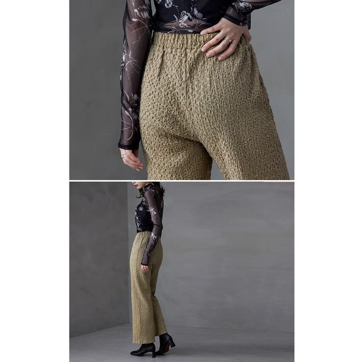 etoll エトル スモッキングジャガードストレートパンツ | Fashion Letter | 詳細画像10 