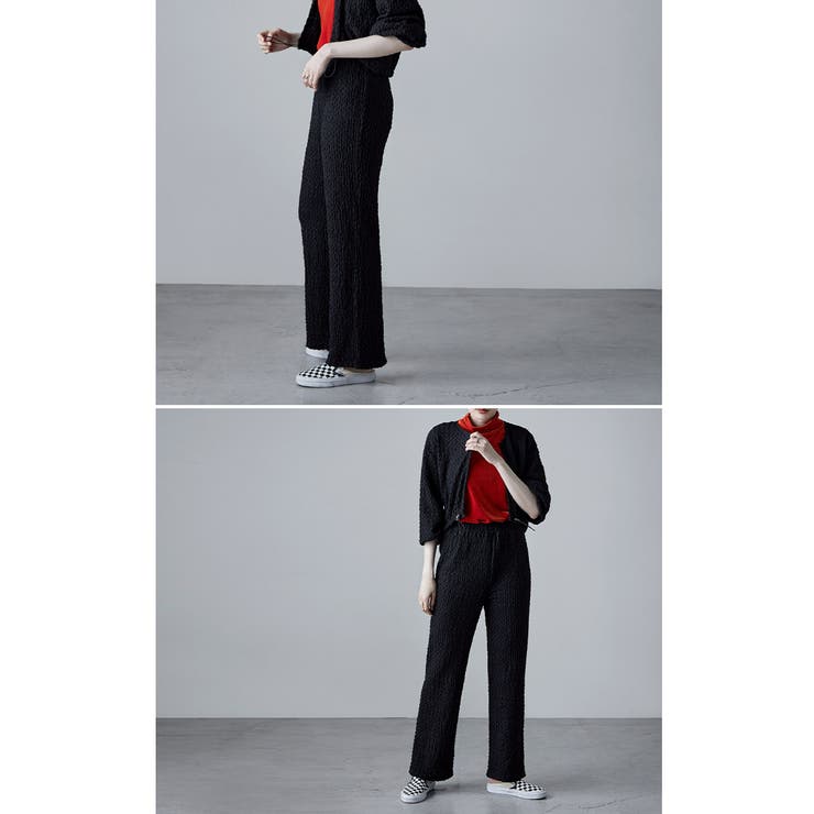 etoll エトル スモッキングジャガードストレートパンツ | Fashion Letter | 詳細画像13 