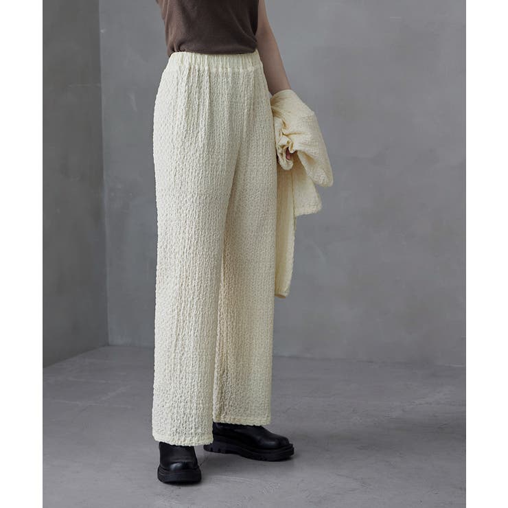 etoll エトル スモッキングジャガードストレートパンツ | Fashion Letter | 詳細画像15 