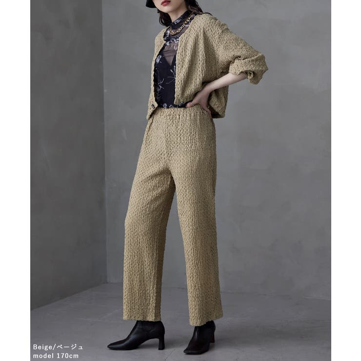 etoll エトル スモッキングジャガードストレートパンツ | Fashion Letter | 詳細画像16 