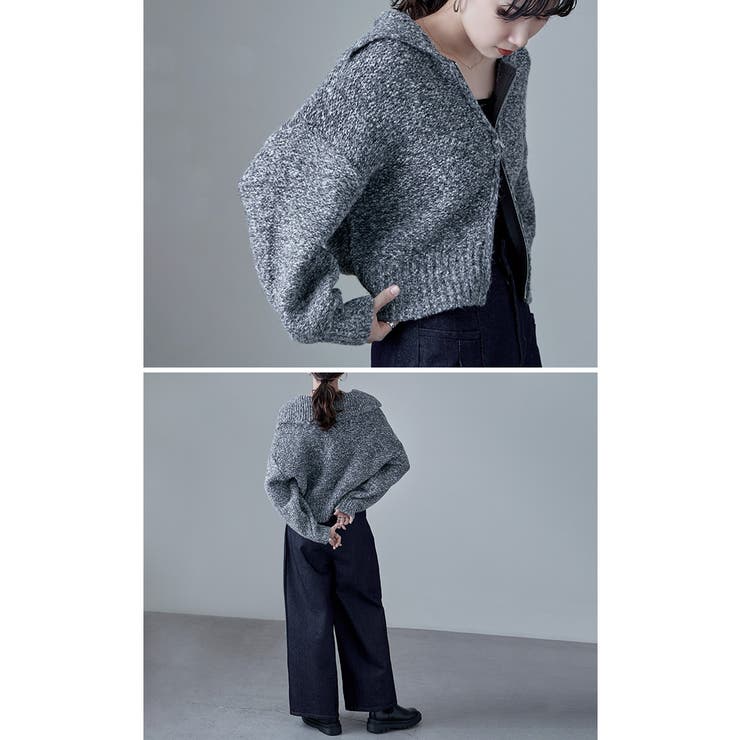 etoll エトル ミックスニットダブルジップカーディガン | Fashion Letter | 詳細画像4 