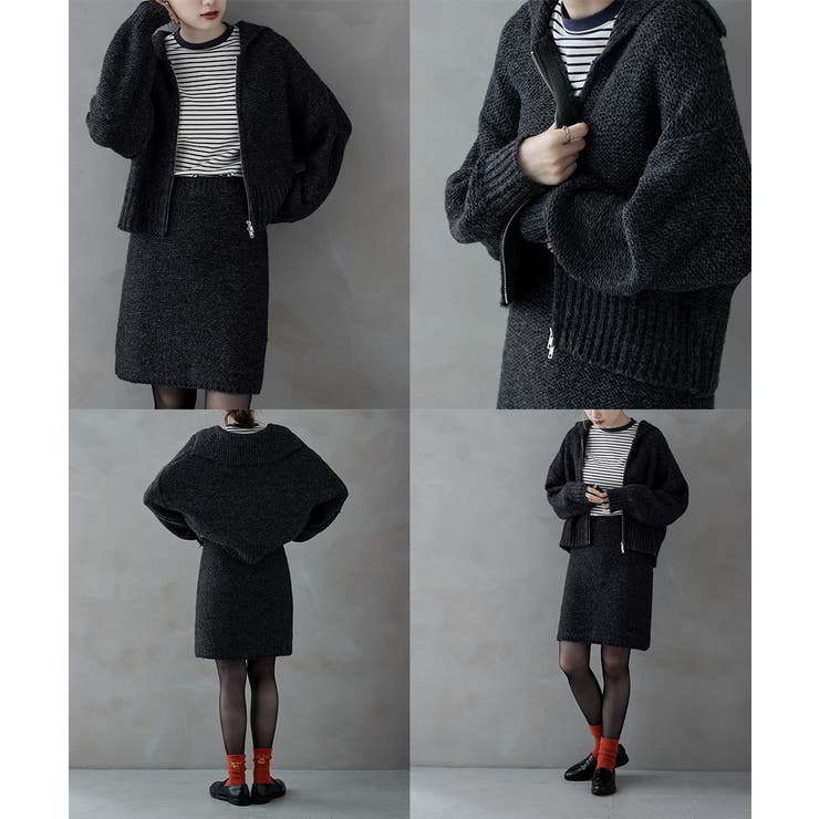 etoll エトル ミックスニットダブルジップカーディガン | Fashion Letter | 詳細画像9 