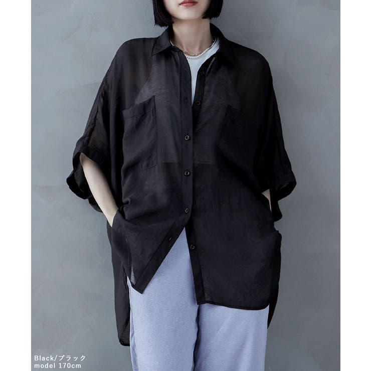 ★LB-03★MLBエンブレム★ドルマンオープンシャツ★シースルー★black ADRER（アドラー） シャツ dolman sleeve open color shirt / ドルマン