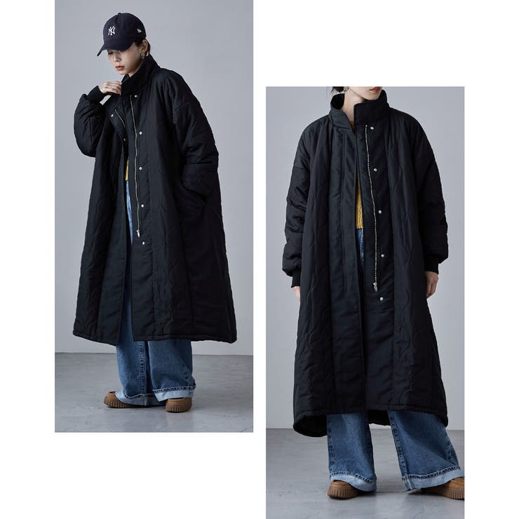 anotherS 黒 キルティング 超ロングコート