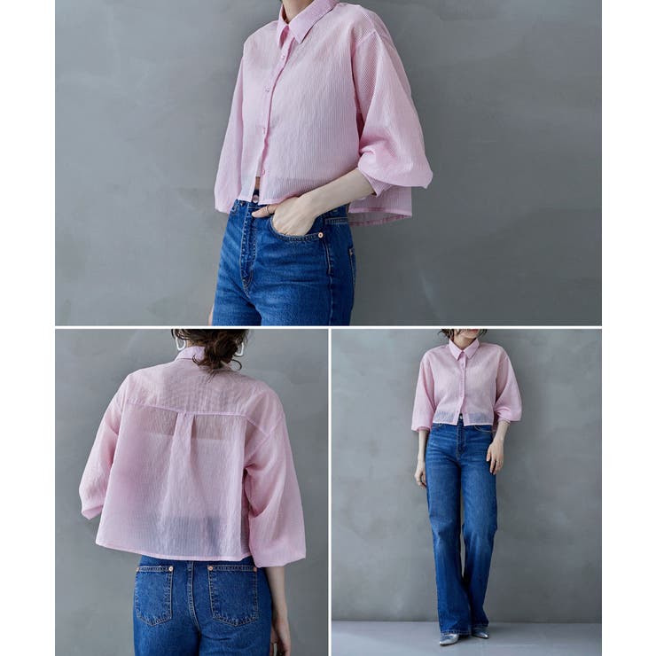 etoll エトル シアーショートストライプシャツ | Fashion Letter | 詳細画像15 