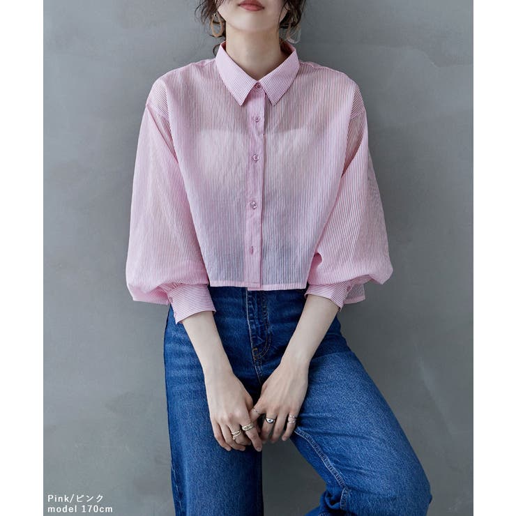 etoll エトル シアーショートストライプシャツ | Fashion Letter | 詳細画像16 