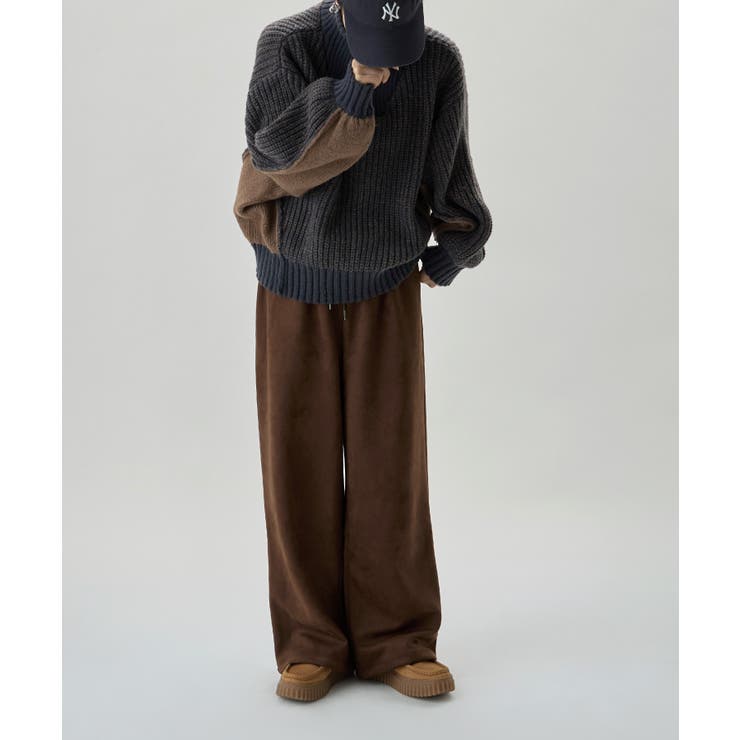ダークブラウン | etoll エトル スエードライクワイドイージーパンツ | Fashion Letter