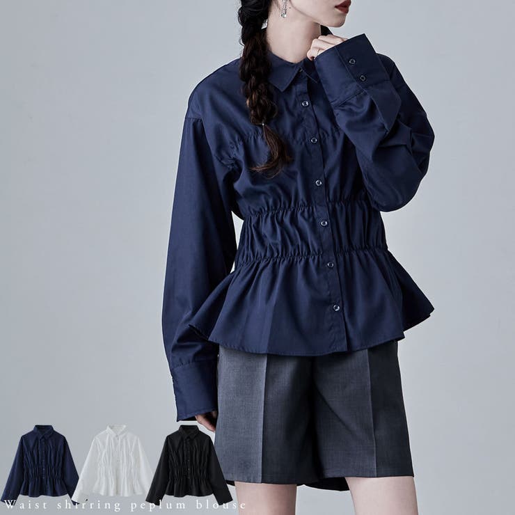 etoll エトル ウエストシャーリングペプラムブラウス | Fashion Letter | 詳細画像1 