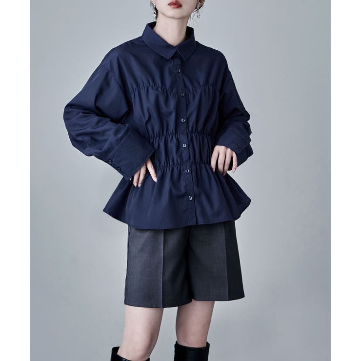 etoll エトル ウエストシャーリングペプラムブラウス | Fashion Letter | 詳細画像5 