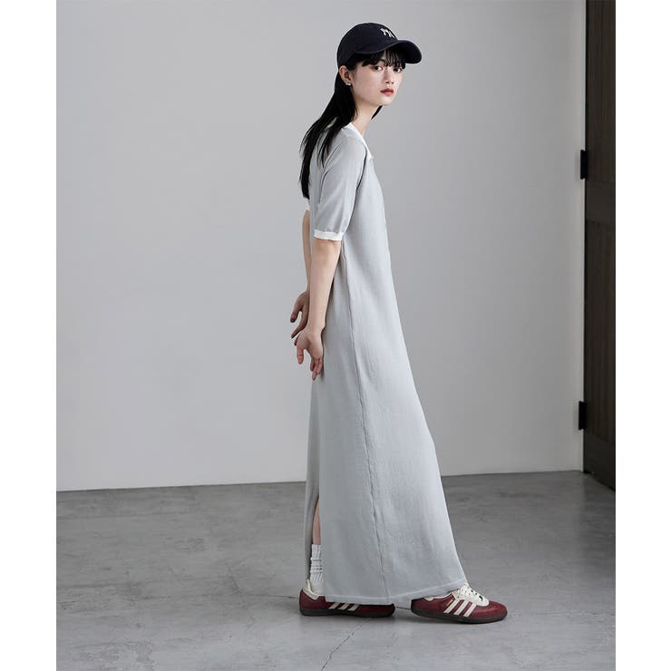 etoll エトル バイカラーポロ襟ニットワンピース | Fashion Letter | 詳細画像18 