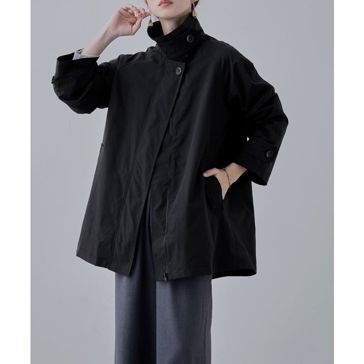 etoll エトル 2wayスタンドカラーAラインコート | Fashion Letter | 詳細画像7 