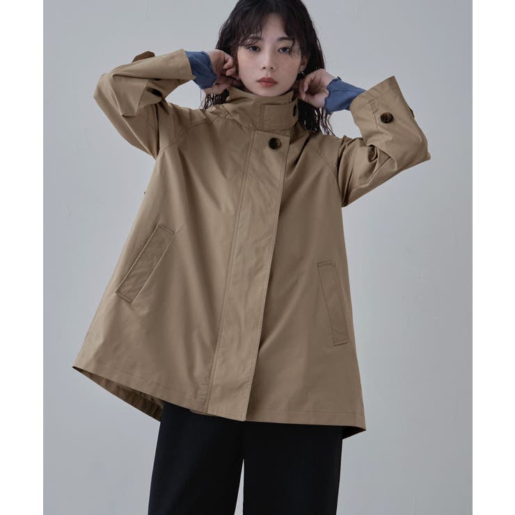 ベージュ | etoll エトル 2wayスタンドカラーAラインコート | Fashion Letter