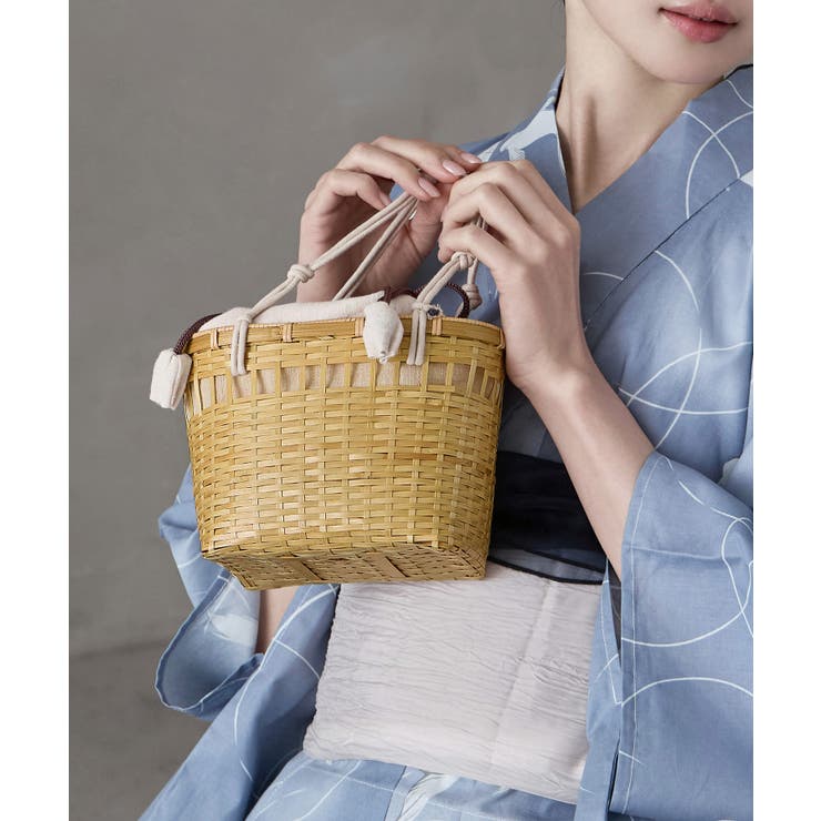 アイボリー | asaka アサカ 巾着付きかごバッグ | Fashion Letter