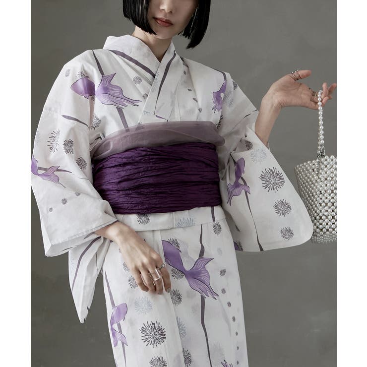 asaka アサカ セパレート綿浴衣＋しわ兵児帯[品番：FT000009496