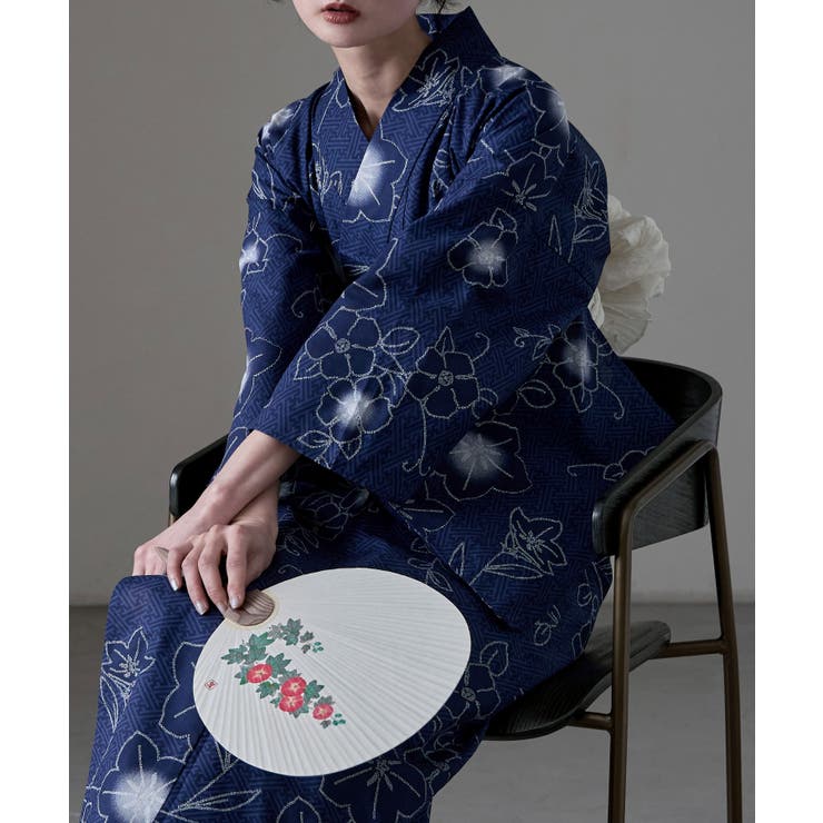 asaka アサカ セパレート綿浴衣＋しわ兵児帯[品番：FT000009496
