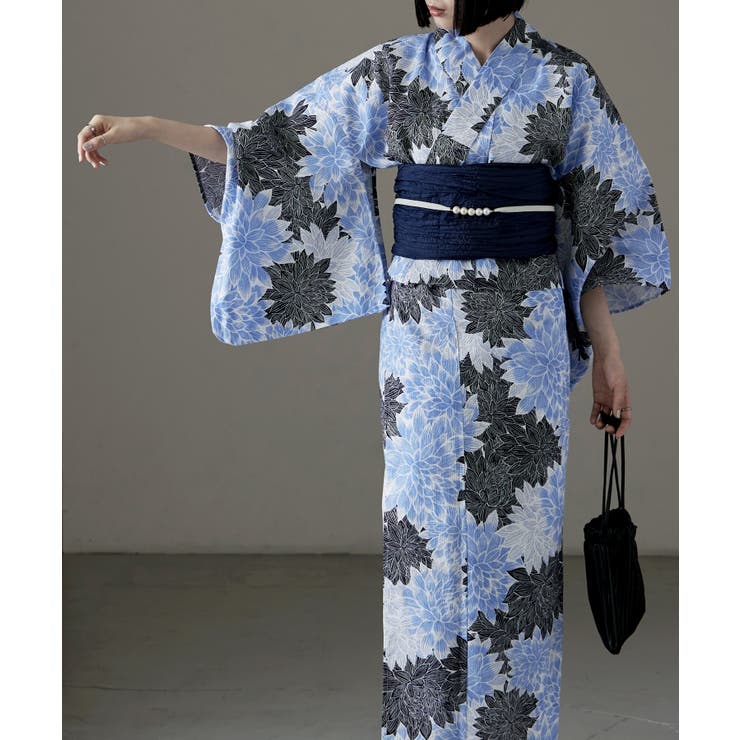 A：丸菊 薄縹 | asaka アサカ セパレート綿浴衣＋しわ兵児帯 | Fashion Letter