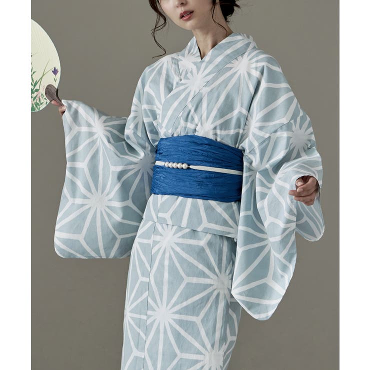 E：麻の葉柄 | asaka アサカ セパレート綿浴衣＋しわ兵児帯 | Fashion Letter