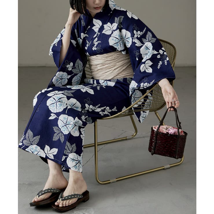 G：朝顔 疋田絞り柄 濃藍 | asaka アサカ セパレート綿浴衣＋しわ兵児帯 | Fashion Letter