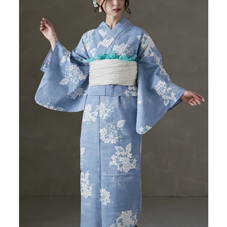 J：紫陽花 薄縹 | asaka アサカ セパレート綿浴衣＋しわ兵児帯 | Fashion Letter