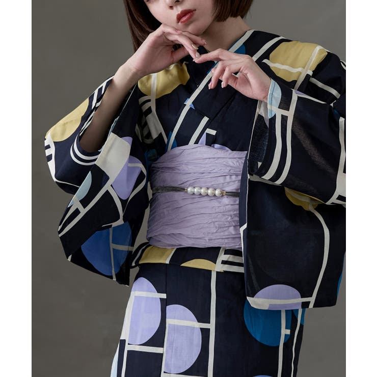 F：水玉格子 濃紺