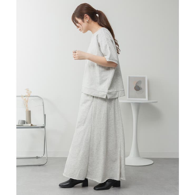 オートミール | aity アイティ ミニ裏毛裾切りっぱなしフレアスカート | Fashion Letter