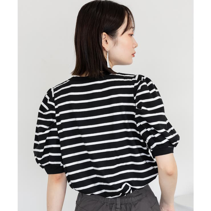 aity アイティ ボーダーパフスリーブトップス | Fashion Letter | 詳細画像9 