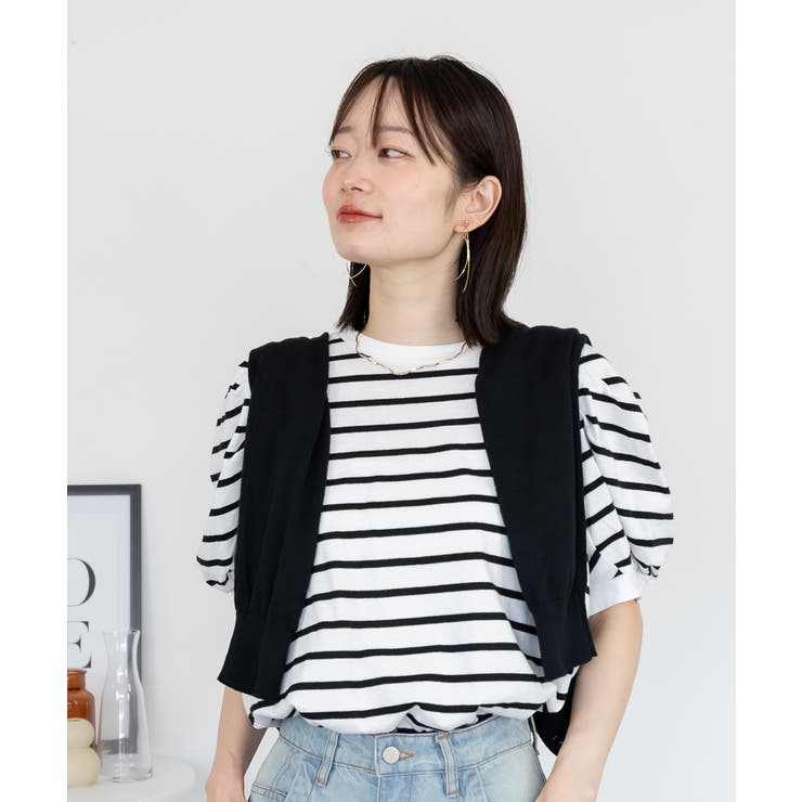 aity アイティ ボーダーパフスリーブトップス | Fashion Letter | 詳細画像12 