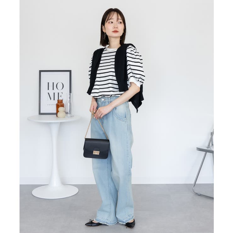 aity アイティ ボーダーパフスリーブトップス | Fashion Letter | 詳細画像13 