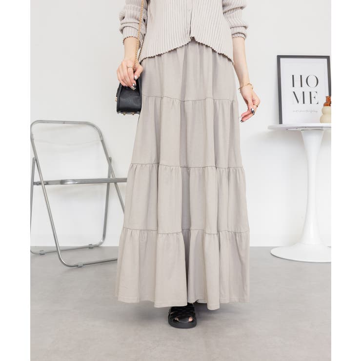 グレーベージュ | aity アイティ 4段ティアードマキシスカート | Fashion Letter
