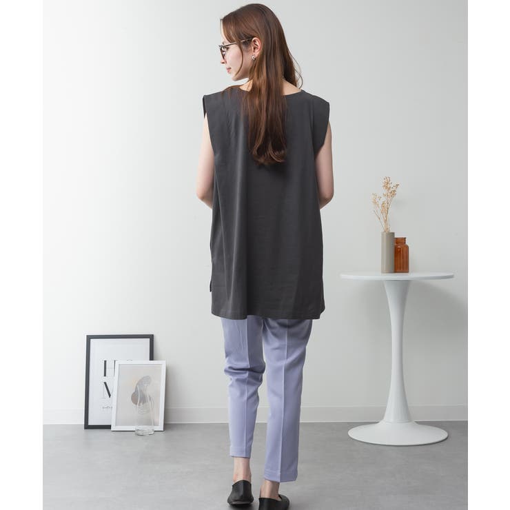 aity アイティ 肩タックノースリーブボートネックTシャツ | Fashion Letter | 詳細画像9 