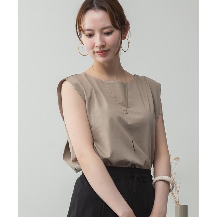 aity アイティ 肩タックノースリーブボートネックTシャツ | Fashion Letter | 詳細画像10 