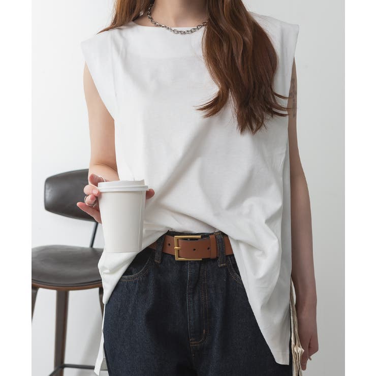aity アイティ 肩タックノースリーブボートネックTシャツ | Fashion Letter | 詳細画像14 