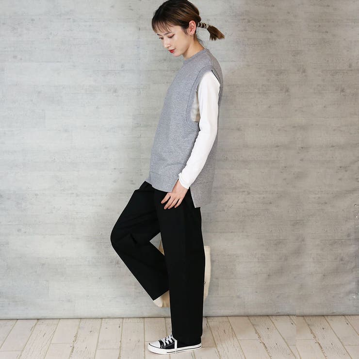 ブラック | aity アイティ ツイルタックワイドパンツ | Fashion Letter