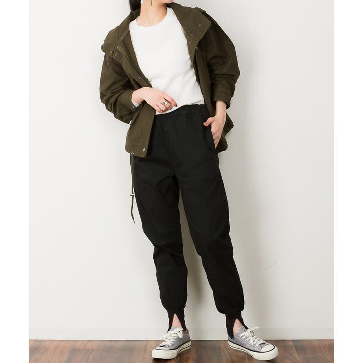 ブラック | aity アイティ 裾リブスリットジョガーパンツ | Fashion Letter