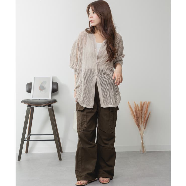 カーキ | aity アイティ ツイルワイドカーゴパンツ | Fashion Letter