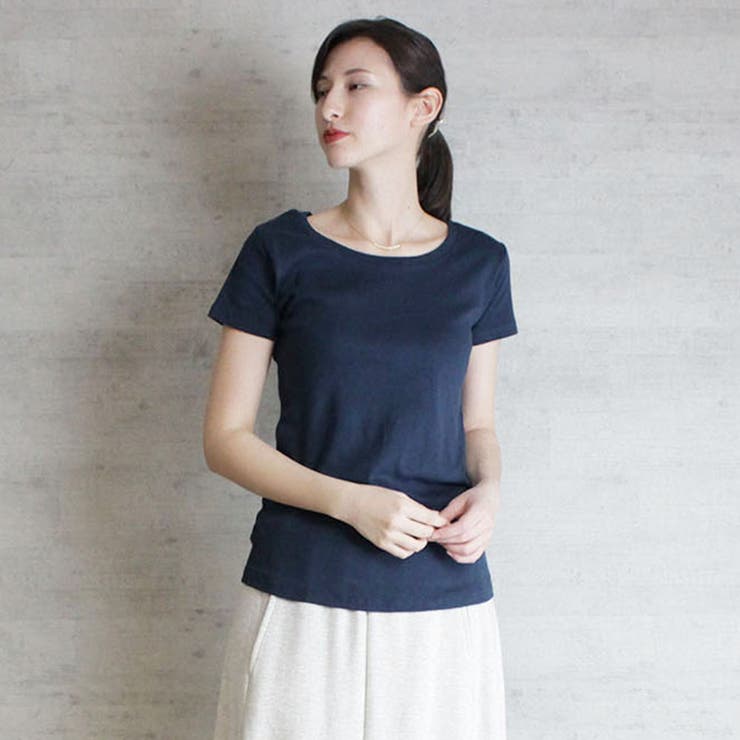 ネイビー | aity アイティ コットンフライス半袖Tシャツ | Fashion Letter