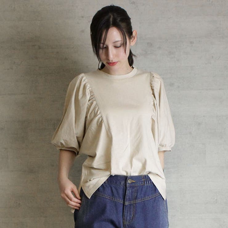 ライトベージュ | aity アイティ ギャザー袖ドルマン | Fashion Letter