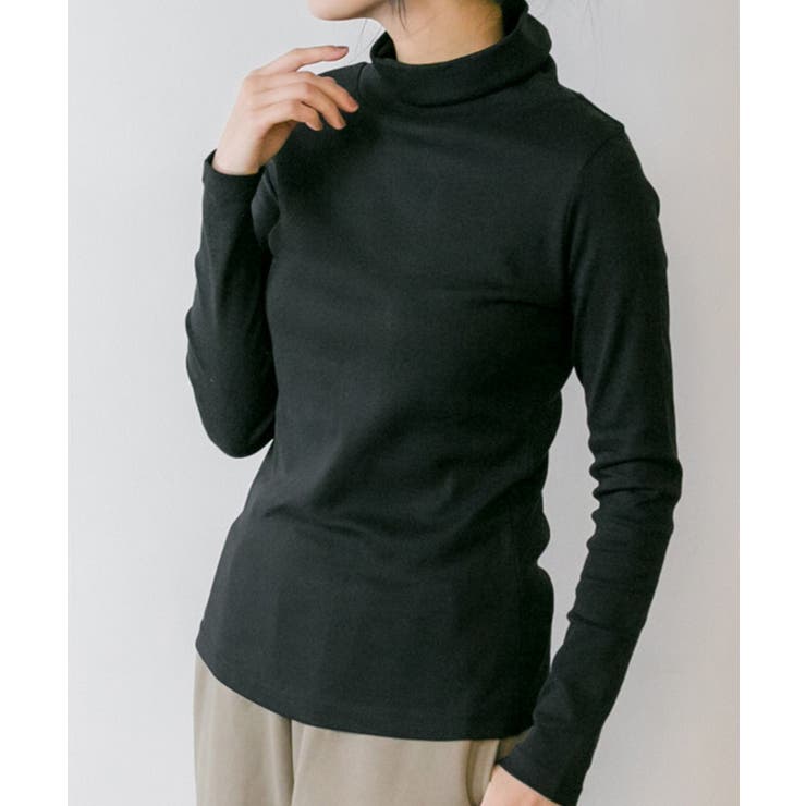 ブラック | aity アイティ コットンハイネックカットソー | Fashion Letter