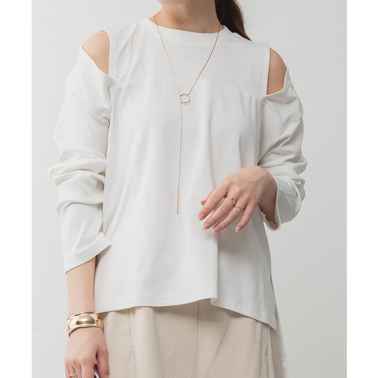 オフホワイト | aity アイティ オープンショルダーコットンカットソー | Fashion Letter