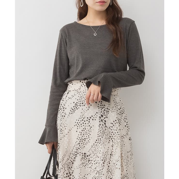 チャコールグレー | aity アイティ フレアスリーブコットンカットソー | Fashion Letter