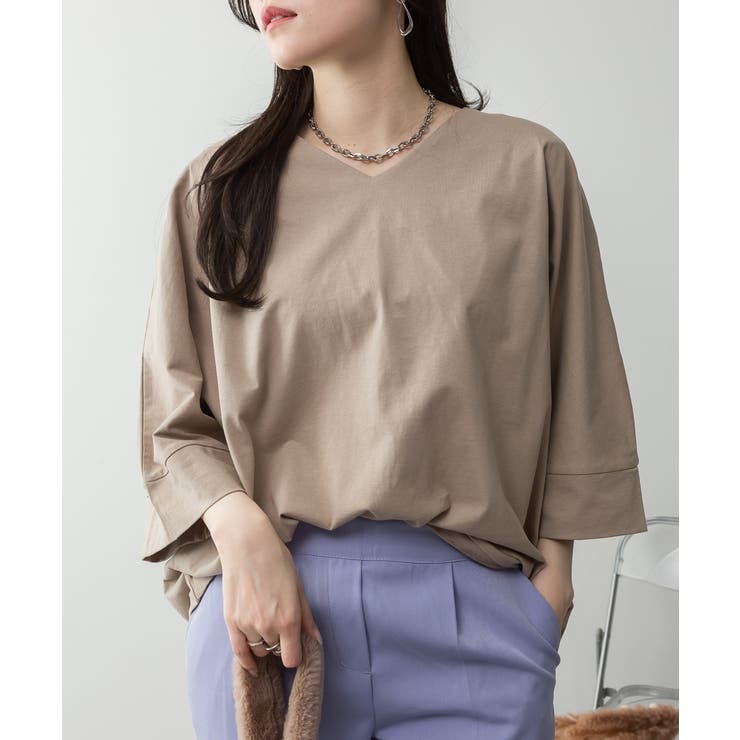 グレーベージュ | aity アイティ Vネック7分袖ドルマンカットソー | Fashion Letter