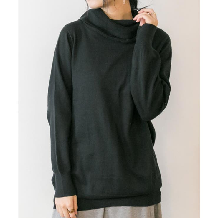ブラック | aity アイティ 綿ニットオフタートルニットプルオーバー | Fashion Letter